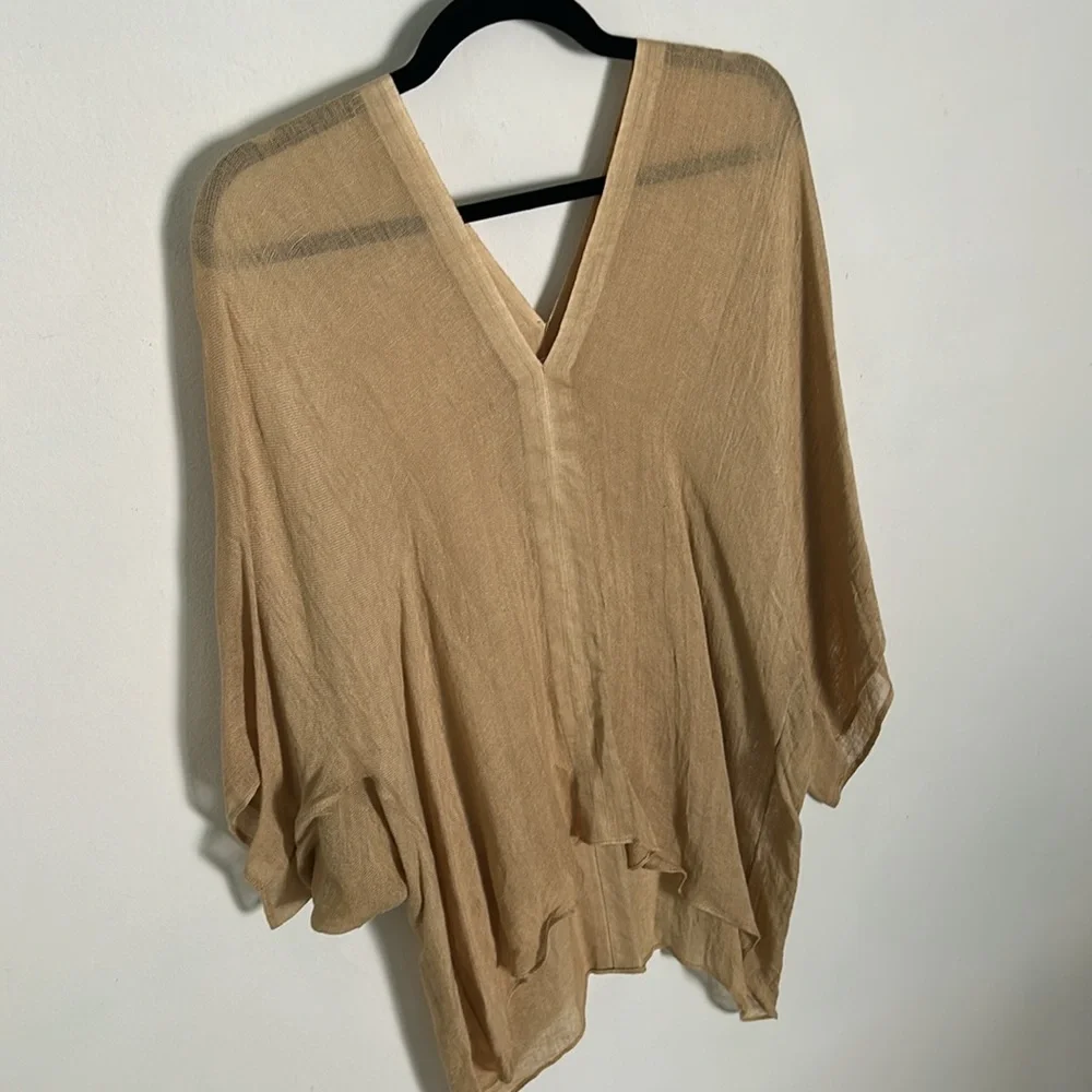 Love Quotes One Size Tunic, Blouse, Cover-Up;  Linen Blend "Safari, Tan, Sand" - Picture 6 of 11